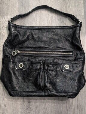 Rare Marc by Marc Jacobs Faridah Totally Turnlock Black Leather Hobo Y2K Bag